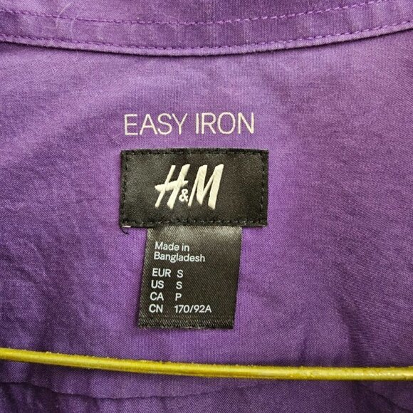 H&M Men's Long Sleeve Dress Shirt, Size Small, Purple, Easy Iron - Picture 3 of 10